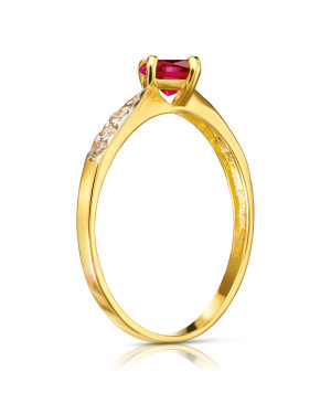 14k gold ring with red stone