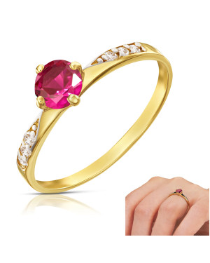 14k gold ring with red stone
