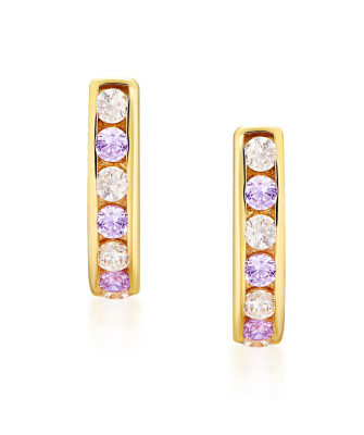 Gold earrings purple stones 14k
