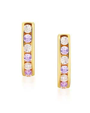 Gold earrings purple stones 14k