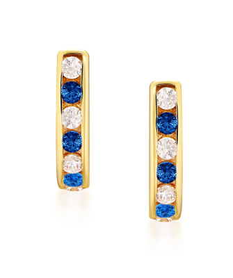 Gold earrings blue stones 14k