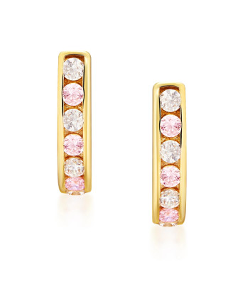 Gold earrings pink stones 14k