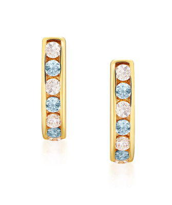 Gold earrings blue stones 14k