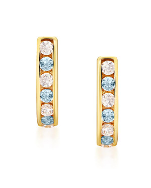Gold earrings blue stones 14k