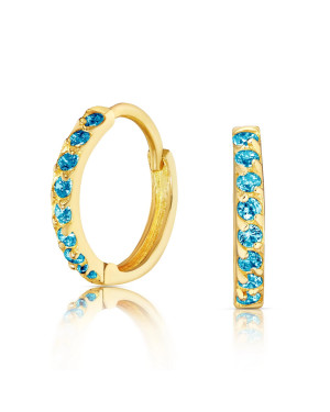 Gold earrings turquoise zirconia 14k
