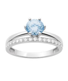 Silver ring Cubic Zirconia impressive blue stone