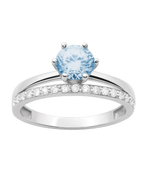 Silver ring Cubic Zirconia impressive blue stone