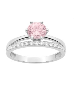 Silver ring Zirconia impressive pink stone