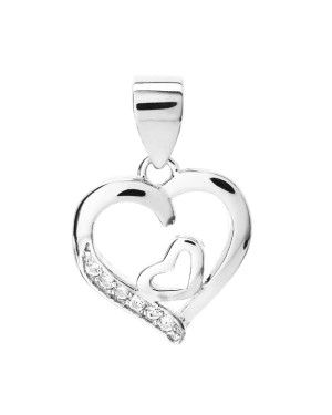 Silver pendant with Cubic Zirconia DOUBLE HEART
