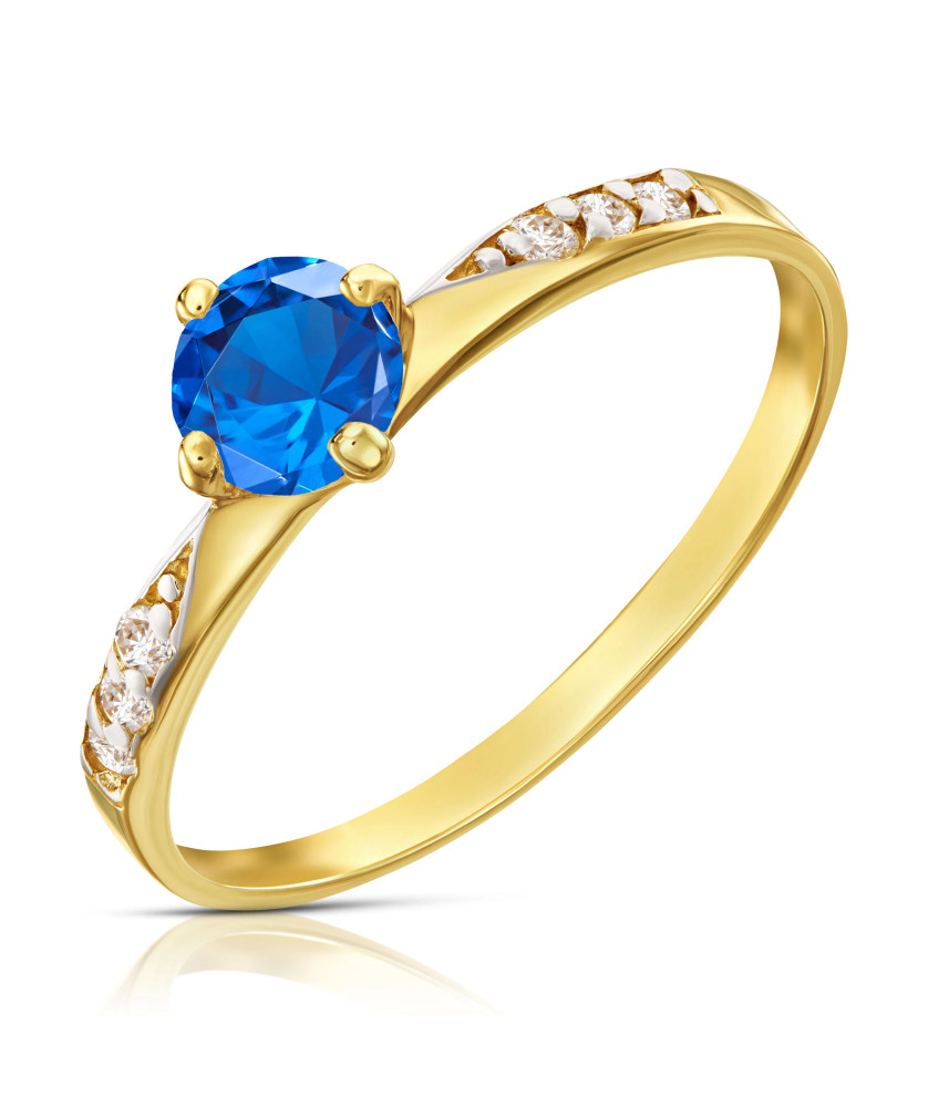 14k gold ring with blue stone