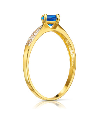 14k gold ring with blue stone