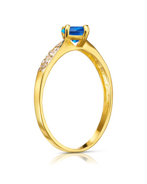 14k gold ring with blue stone
