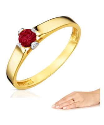 Ring with red zirconia 14k
