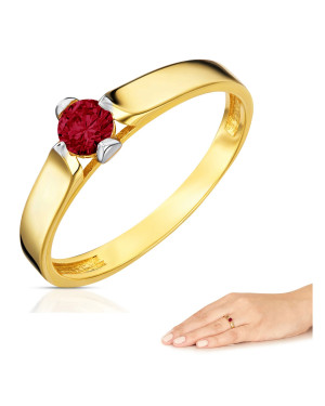 Ring with red zirconia 14k