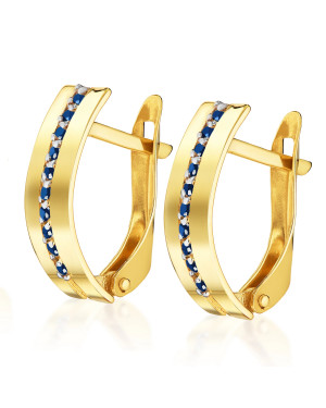 Gold earrings sapphire stones 14k