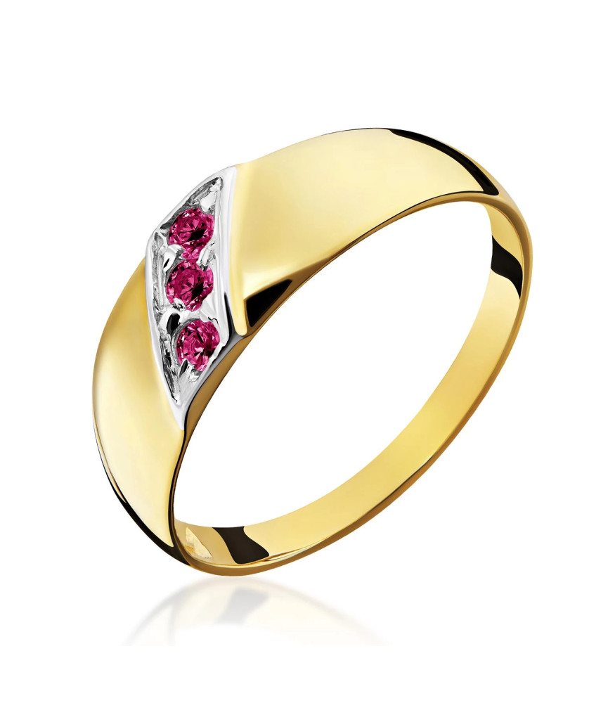 Gold wide ring 8k ruby stones