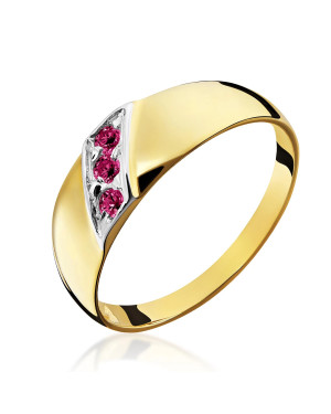 Gold wide ring 8k ruby stones