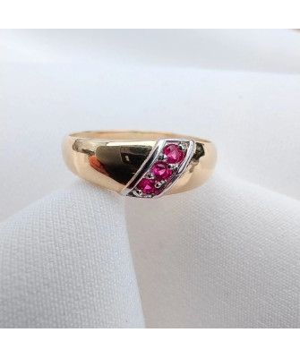 Gold wide ring 8k ruby stones