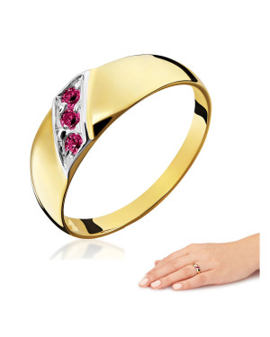 Gold wide ring 8k ruby stones