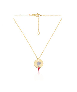 Gold necklace circle with clover NZ023