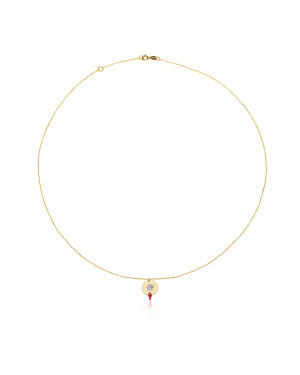 Gold necklace circle with clover NZ023