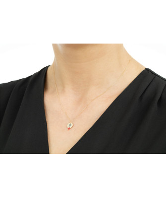 Gold necklace circle with clover NZ023