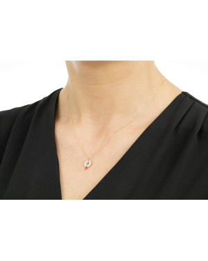 Gold necklace circle with clover NZ023