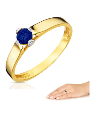 Blue stone in 14k gold ring