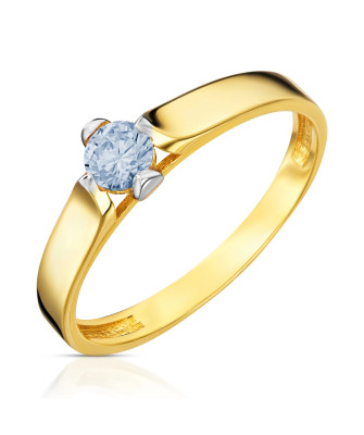 14k gold ring with blue zirconia