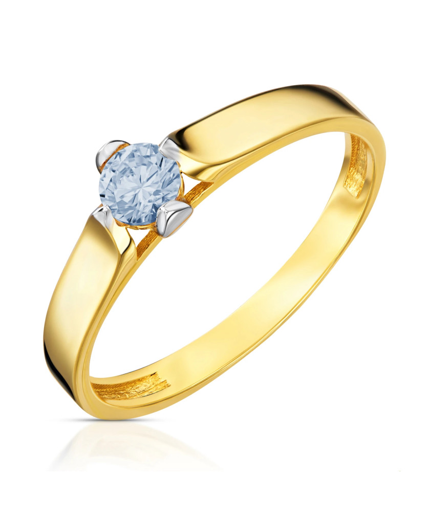 14k gold ring with blue zirconia