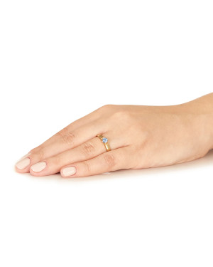 14k gold ring with blue zirconia