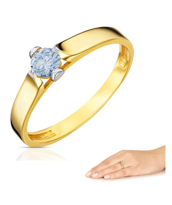 14k gold ring with blue zirconia