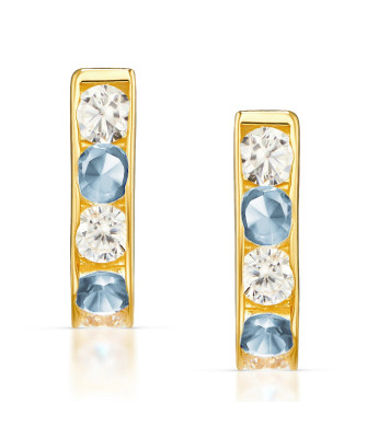 Blue and white zirconia communion earrings 14k gold