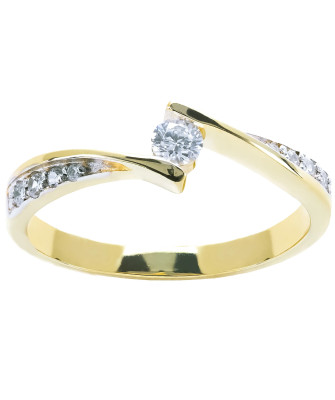 14k gold ring with white cubic zirconia asymmetric