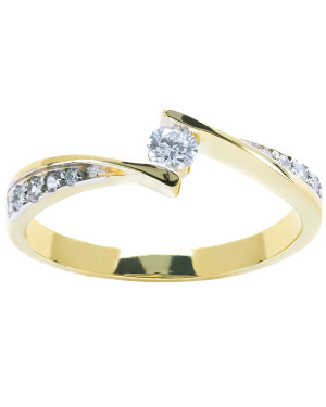 14k gold ring with white cubic zirconia asymmetric
