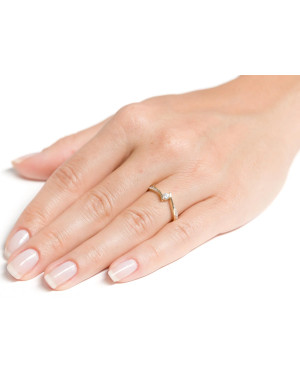 14k gold ring with white cubic zirconia asymmetric