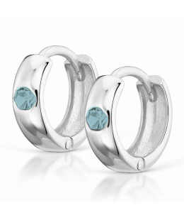 Silver Hoop Earrings with Turquoise Zirconia