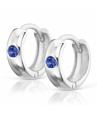Silver Hoop Earrings with Sapphire Zirconia