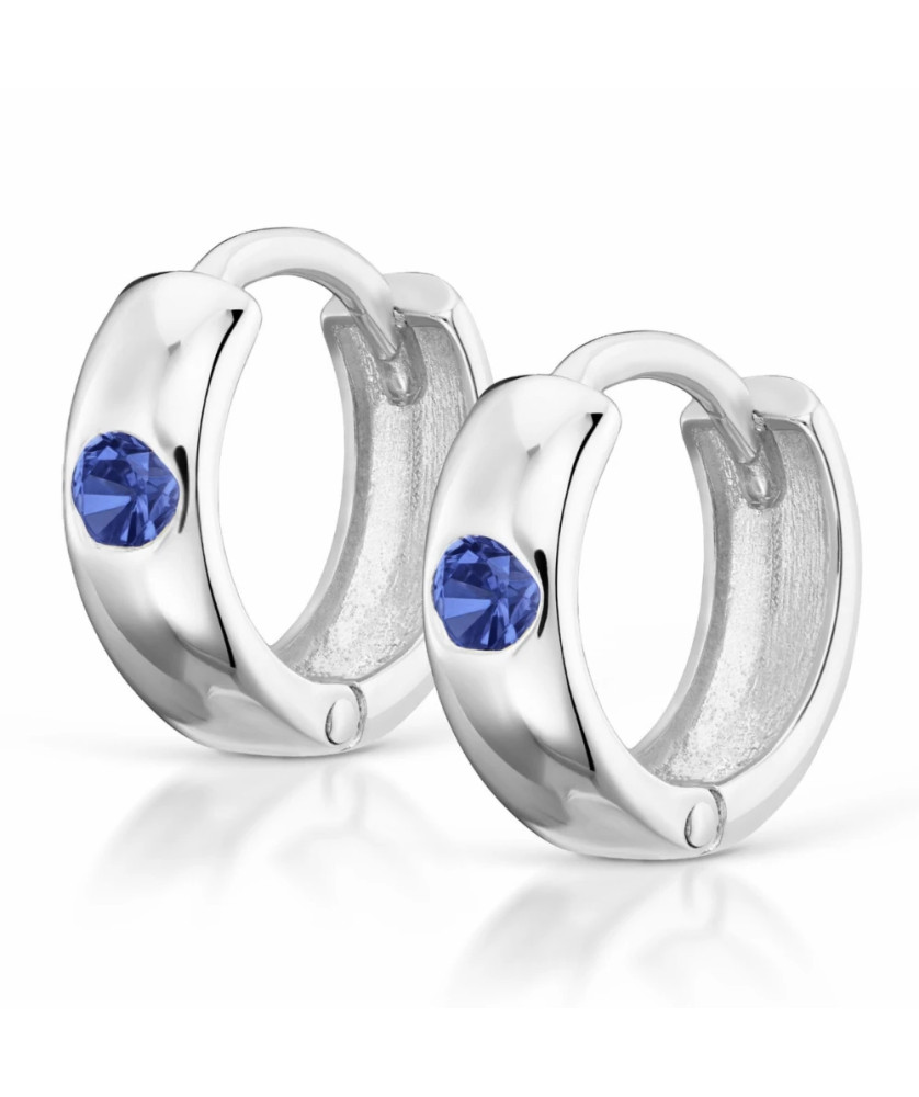 Silver Hoop Earrings with Sapphire Zirconia