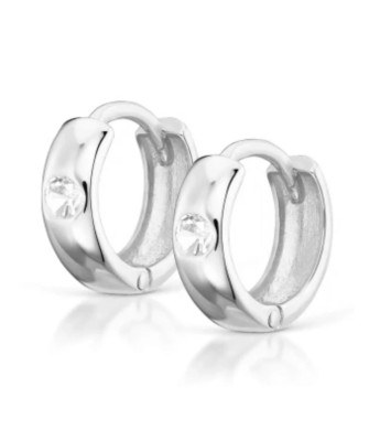 Silver Hoop Earrings with Zirconia