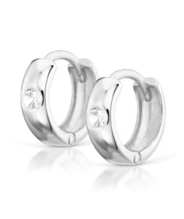 Silver Hoop Earrings with Zirconia
