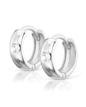 Silver Hoop Earrings with Zirconia
