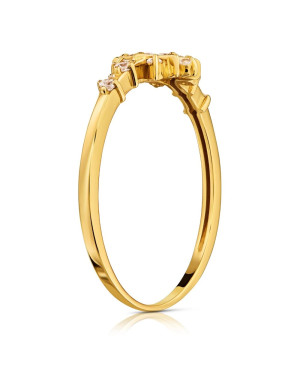 Gold ring flower white stones