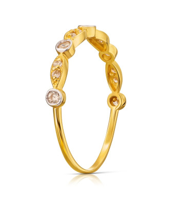 14k gold ring with white stones