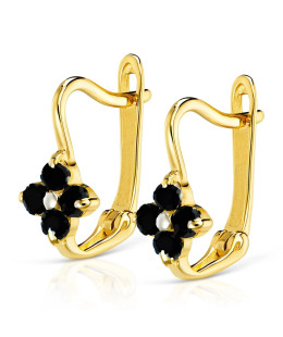 Gold earrings Small Flowers black 14k test
