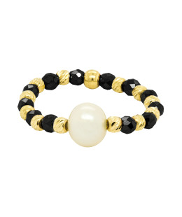 Gold toe ring golden beads Pearl