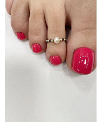 Gold toe ring golden beads Pearl