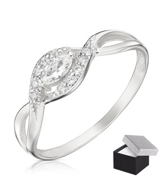 Silver ring with cubic zirconia