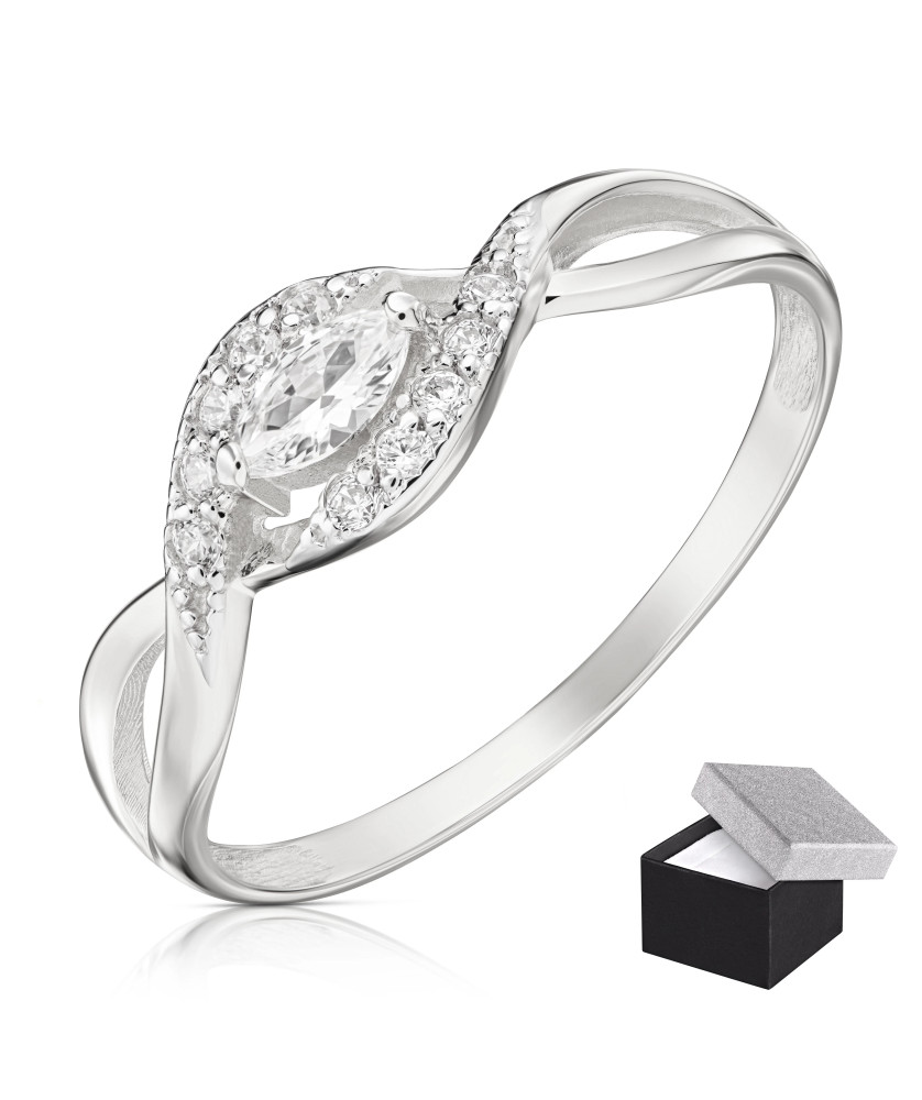 Silver ring with cubic zirconia