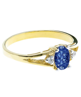 Gold ring with a sapphire central stone.
